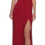 La Femme  Ruched Jersey Trumpet Gown in Deep Red Size US 00 Photo 0