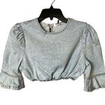 We Wore What  Women's Size Small Cropped Denim Jean Top Blue Light Wash NWT Photo 0