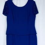 Talbots Elegant Sapphire Blue Midi Beaded Short Sleeves Event Dress 12 NWT Photo 8