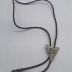 Vintage square Dancing Bolo, Western Triangle arrowhead Leather Necklace Gold Photo 2
