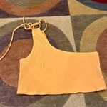 Aerie Light Orange One Shoulder Tie Sleeve Cropped Ribbed Tank Top Size XL Photo 0