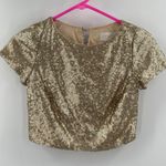 Revelry Gold Sequin Crop Top Extra Small Style 2454 Evening Wedding Bridesmaid Size XS Photo 15