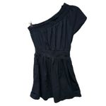 Aerie ‎ Black One Shoulder Mini Dress Sz S Boho Ruffle Festival Coastal Beach Photo 2