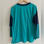 Vintage 90's teal colorblock striped crewneck relaxed fit tee Blue Photo 5