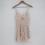 Sky to Moon Floral Print Mini Dress Lace Trim Tie Front L Pink Size L Photo 1