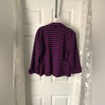 Sandro womens size L blazer jacket purple black striped stretch cropped Photo 6