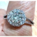 1 ct Moissanite Round Cut Ring with Moissanite Accents Size 8 Silver Photo 6