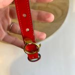 Vintage 90s Red Vegan Leather Gold Horn Buckle Belt Size XS Photo 3