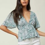 O'Neill Wes Palm flutter sleeve button up top Photo 0