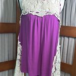 Entro  Asymmetrical Cream and Purple Embellished Blouse Photo 0