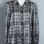 Elegant Women's Black and White Plaid Button Photo 0