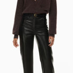 Aritzia Wilfred The Melina Pant Faux Vegan Leather High Waist Black Size 0 Photo 0