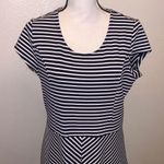 DE Collection Striped A-Line Office Formal Dress Navy White Photo 1