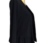 Roz & Ali  cute black jacket open front with cute ruffled hem and sleeves Photo 4