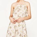 ZARA Floral Sequin Ruffle Midi Halterneck Midi Dress in Ecru Photo 1