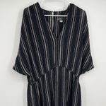 Sybil California Striped Dress L Boho Festival Resort Beach Lagenlook Pockets Black Size L Photo 1