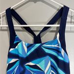 Nike  Womens One Piece Bathing Suit Geometric Pattern Criss Cross Back Women’s 10 Photo 4