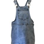 Forever 21  Medium Overall Dress Denim Zip Side Boho Y2K Blue Jean Schoolgirl Photo 0