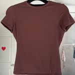 Pumiey Double Lined Fitted Brown T-Shirt Photo 0