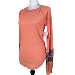 Free People NWT  Desert Orange Waffle Thermal Sweater Knit Long Sleeve Top Large Photo 8