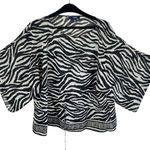 CHAPS  Zebra Print Sheer Kimono Sleeve Lightweight Chiffon Blouse Size XL Photo 0