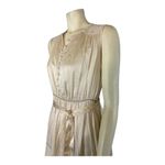 Hanii Y cream Silk sleeveless belted dress buttoned chest & lace size small Photo 9