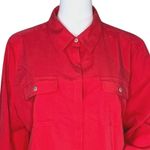 Chico's  Shirt Womens Large Red Button Up Flap Pockets‎ Office Career Casual Photo 4