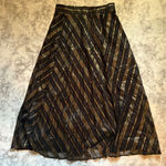 ZARA  Basic Collection Midi Skirt Gold Metallic Black Chevron Pleated‎ S Photo 0