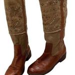 Paris Blues Pull On Leather/Canvas Studded Boots Photo 0