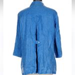 Coldwater Creek  Azure Blue 100% Linen Lightweight Button Down Blouse Size Large Photo 3