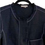 Vince Navy Frayed Hem Wool Blend Boucle Blazer Photo 5