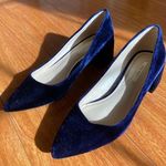 ZARA Velvet Blue Block Heel Shoes Photo 2