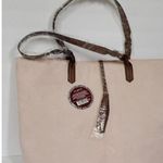 Arcadia Braided Handle Boho Shimmer Tote Bag Faux Leather NWT! Brown Photo 0