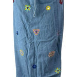 ZARA Women's Blue Floral Embroidered Elastic Waist Denim Jeans Maxi Skirt Size S Photo 0