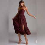 Azazie Atelier Delphina Strapless Dress in Floral Burnout Pattern Cabernet Color Photo 2