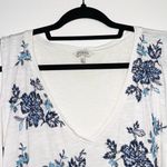 Lucky Brand 100% Cotton White Blue Embroidered Flower Cold Shoulder Top Photo 1