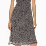 Wilfred  Camelot Dress Navy White‎ Floral Midi Cap Sleeve Medium Chiffon Photo 0