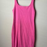 ZARA Pink Knit Jersey Midi Scoop Neck Dress Barbiecore Large bubblegum hotpink Photo 0