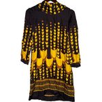 J.Crew  100% Silk Abstract Tunic 3/4 Sleeves Mini Dress Pockets 4 Brown Yellow Photo 10