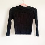 ZARA  Knit Black Off the shoulder Ribbed Cropped 3/4 Sleeve Top Small Photo 9