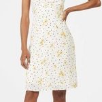JustFab ruched floral white dress Photo 0