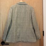 Talbots Vtg Talbot’s Blazer 100% Silk Plaid Houndstooth Grey Size 14 Petite Photo 4