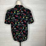 Impressions 80’s vintage  black floral button front blouse Size medium Photo 2