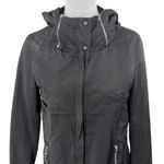ZARA  Women's Black Long Sleeve Hooded Hoodie Zip Up Trench Rain Coat Jacket XS Photo 2