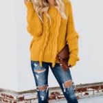 Fate Fontaine Fringe Cable Knit Sweater in Mustard yellow Size M Photo 7