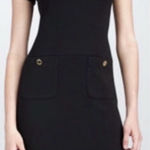 Tory Burch Anthea Black Wool Dress Woman's Size Small Gold Buttons Front Pockets Photo 0