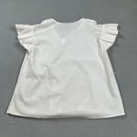 Worthington  Petite Top Blouse P Small  Womens White V Neck Flutter Sleeve Ruffle Photo 1