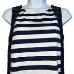 The Limited  Navy/White Striped Lace Floral Trim‎ Sleeveless Top EUC Size  SP Photo 2