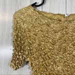 NEW Y2K 80s 90s Trendy One Size Bubble Popcorn Stretch Shirt Gold Photo 3