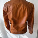 Vtg Women’s Moto 60’s 70’s Fitted Rustic Burnt Orange Leather Jacket Coat Size M Photo 3